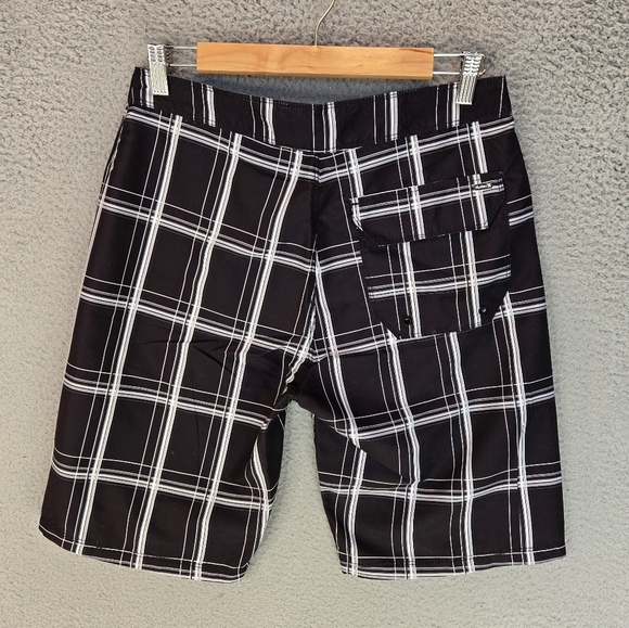 Hurley Mens Board Shorts Sz 28 Swim Trunk Summer Wear Black-White Large Checks - Picture 7 of 13